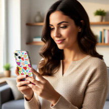 Färgglada akvarellhjärtan iPhone 15 telefonfodral