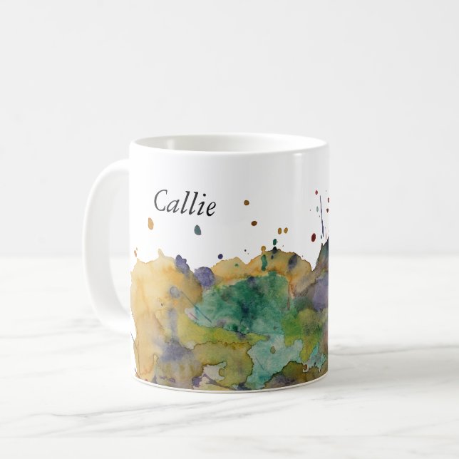 Färgglada akvarellstänk, Personlig 1 Kaffemugg (Framsida vänster)