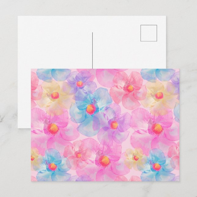 Färgglada akvarellträdgårdsblommor för alla tillfä vykort (Fram/baksida)