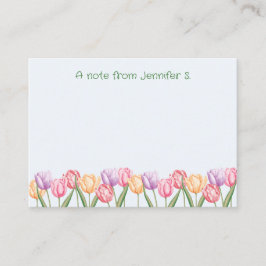 Färgglada akvarelltulpanblommor med anpassad text anteckningskort