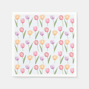 Färgglada akvarelltulpaner Blommönster Pappersservett