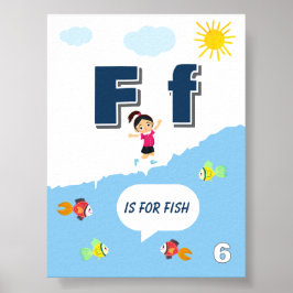 Färgglada alfabetläroplansaffisch Bokstav F Poster