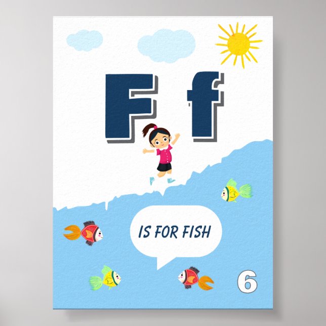 Färgglada alfabetläroplansaffisch Bokstav F Poster (Framsidan)