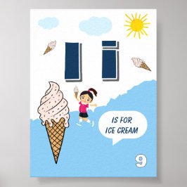 Färgglada alfabetläroplansaffisch Bokstav I Poster