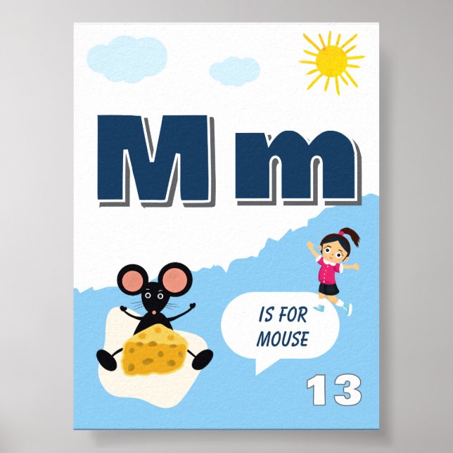 Färgglada alfabetläroplansaffisch Bokstav M Poster (Framsidan)