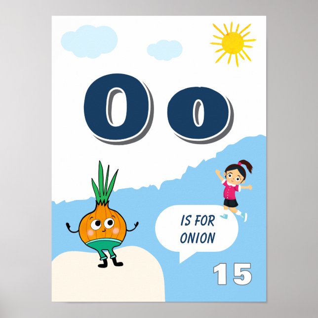 Färgglada alfabetläroplansaffisch Bokstav O Poster (Framsidan)