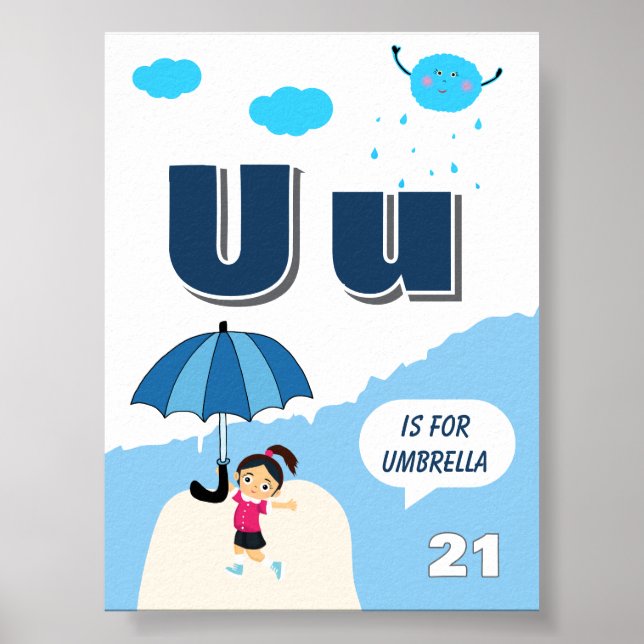 Färgglada alfabetläroplansaffisch Bokstav U Poster (Framsidan)