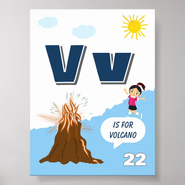 Färgglada alfabetläroplansaffisch Bokstav V Poster (Framsidan)