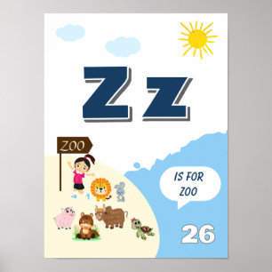 Färgglada alfabetläroplansaffisch Bokstav Z Poster