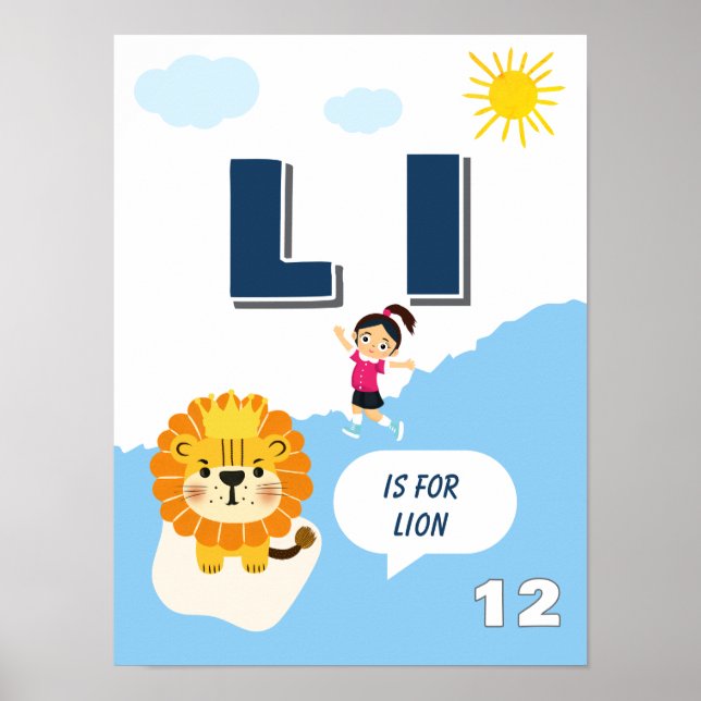 Färgglada alfabetläroplansposter Bokstav L Poster (Framsidan)