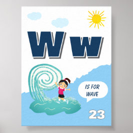 Färgglada alfabetläroplansposter Bokstav W Poster