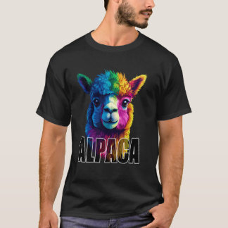 Färgglada Alpaca Ansikte Djurälskare Män Kvinnor B T Shirt