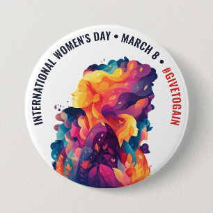 Färgglada Ansikten Abstrakt Kvinnodagen IWD Knapp