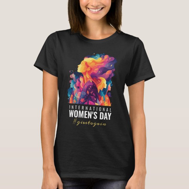 Färgglada Ansikten Abstrakt Kvinnodagen | IWD T Shirt (Framsida)