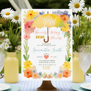 Färgglada aprilskurar Gul paraply Baby Shower Inbjudningar