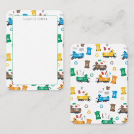 Färgglada återvinningsbilar för barn anteckningskort