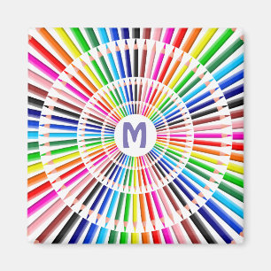 Färgglada avtagande penncirklar monogram magnet