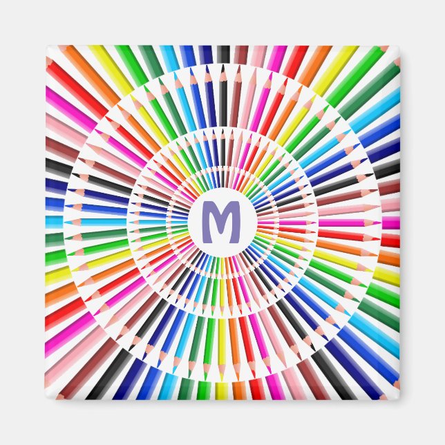 Färgglada avtagande penncirklar monogram magnet (Framsidan)