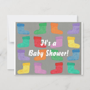 Färgglada babystrumpor Unisex Baby Shower-inbjudan Inbjudningar