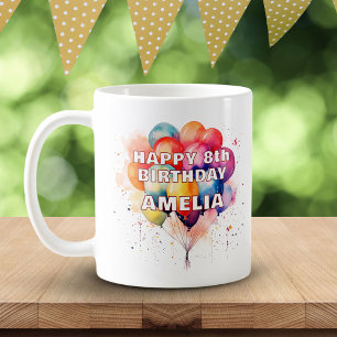 Färgglada ballonger barn lycklig födelsedag kaffemugg