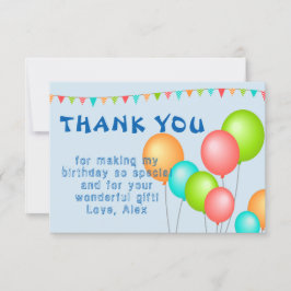 Färgglada ballonger barnkalas tack kort