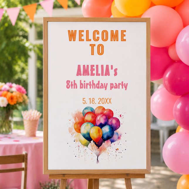 Färgglada ballonger Barnkalas Välkommen Poster (Skapare uppladdad)