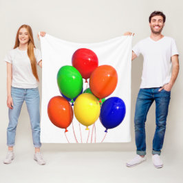 Färgglada ballonger Glädje och kul på födelsedagsf Fleecefilt