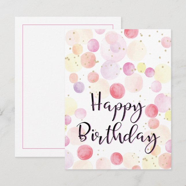 Färgglada ballonger Grattis på födelsedagen Rosa  Vykort (Fram/baksida)