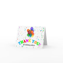 Färgglada ballonger & konfetti tackkort