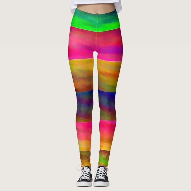 färgglada band leggings (Framsida)