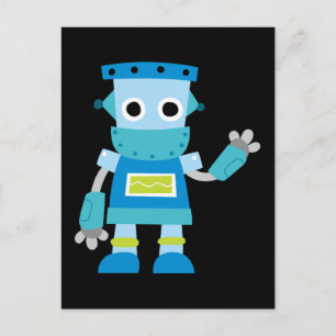 Färgglada barn blå robot vykort