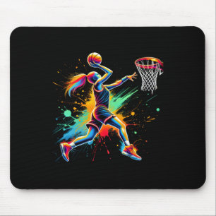 Färgglada basketspelare flickor musmatta