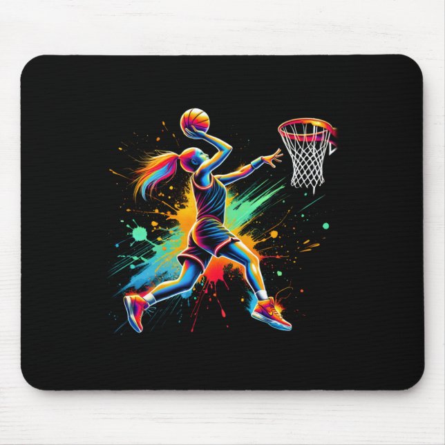 Färgglada basketspelare flickor  musmatta (Framsidan)