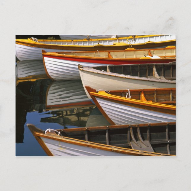 Färgglada båtar vid Wooden Boat Center Vykort (Framsida)