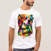 Färgglada Beagle Hund Solglasögon Pop Art T-Shirt