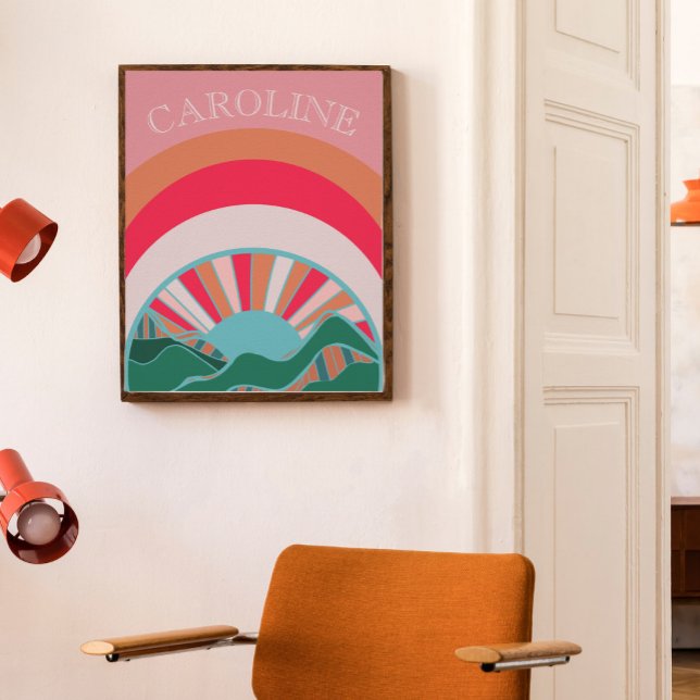 Färgglada Bergslandskap Solnedgång Flickor Poster (Skapare uppladdad)