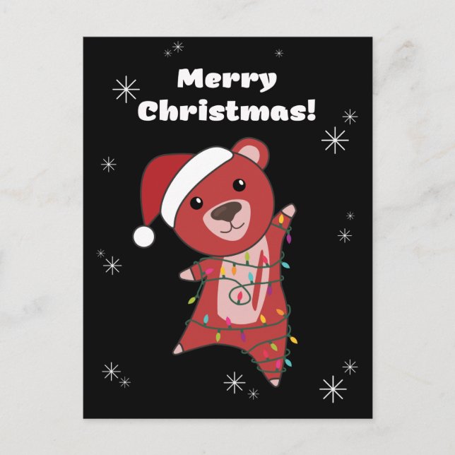 Färgglada björnar God jul Vinterdjur Björn Helg Vykort (Framsida)