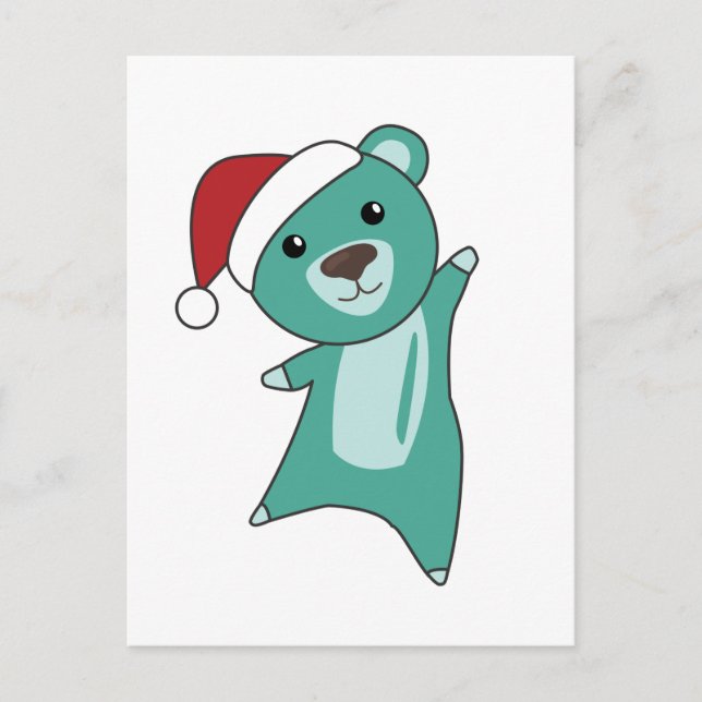 Färgglada björnar God jul Vinterdjur Björn Helg Vykort (Framsida)