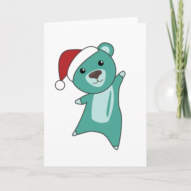 Färgglada björnar God jul Vinterdjur Björn Helgkort (Framsida)