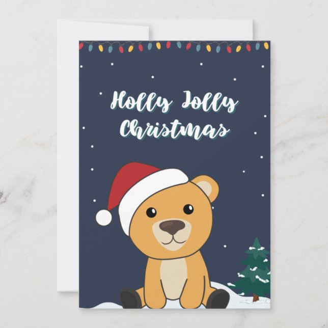Färgglada Björnar God Jul Vinterdjur Björn Julkort (Framsida)