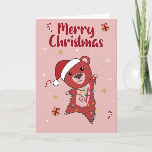 Färgglada björnar God jul Vinterdjur Björn Kort (Framsida)