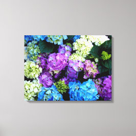 Färgglada blå vita blommor canvasduk Canvastryck