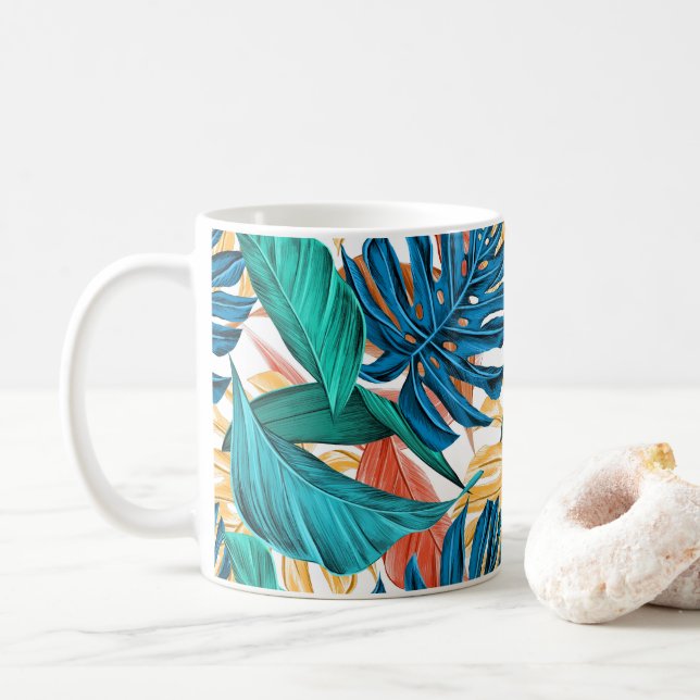 Färgglada blad kaffemugg (Med munk)