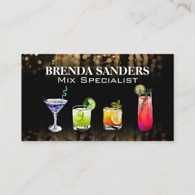 Färgglada blandade drinkar | Cocktail Lounge Vibe  Visitkort (Framsida)