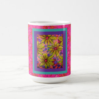 Färgglada blomblad kaffemugg