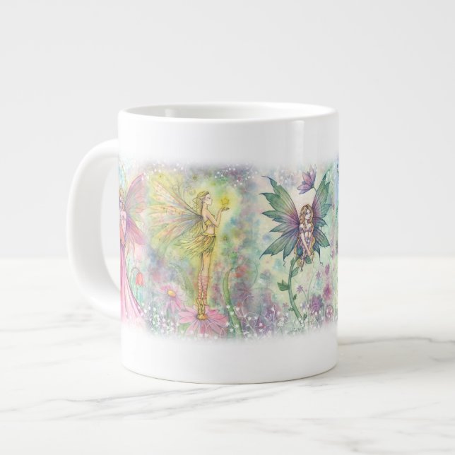 Färgglada blomfairies Jumbo-mugg Jumbo Mugg (Framsida vänster)