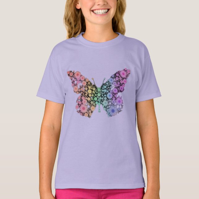 Färgglada Blommiga Fjäril Trädgård Blommor Barn T- T Shirt (Framsida)