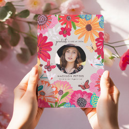 Färgglada Blommiga Foto Examen Annonseringar Inbjudningar