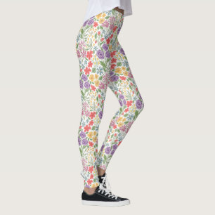 Färgglada blommiga leggings