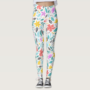 Färgglada blommiga mönster träningsleggings leggings
